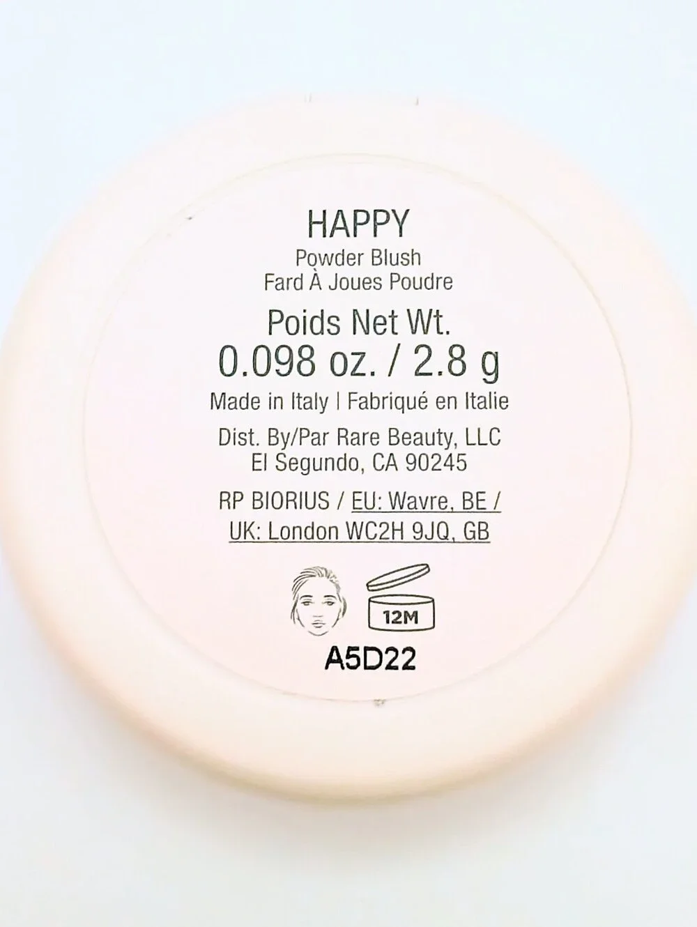 Rare Beauty Soft Pinch Luminous Powder Blush Happy 2.8g / 0.098 oz New